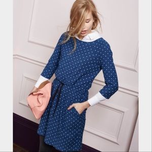 Boden Peggy Drawstring Cotton Dress Polka Dot 16L